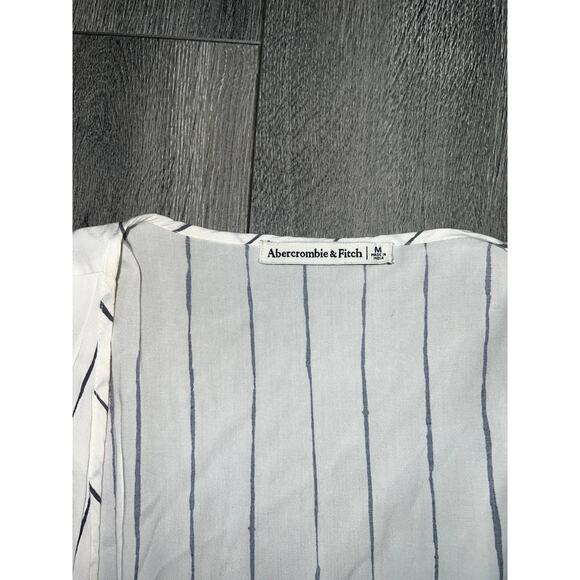 Abercrombie & Fitch White/Grey Y2K Wrap Dress Medium A004460 - Picture 6 of 10